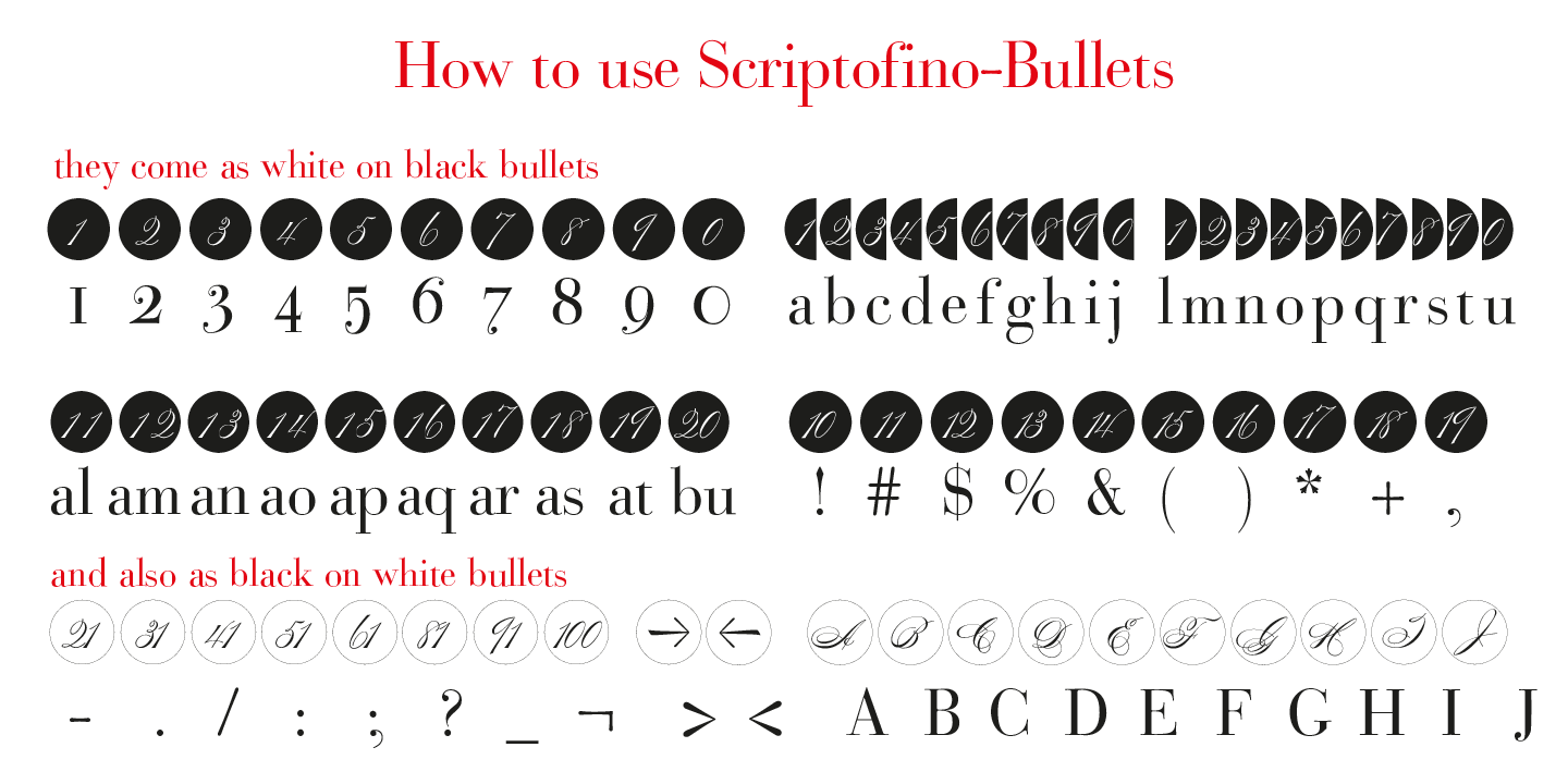 Пример шрифта Bullets My Script neg